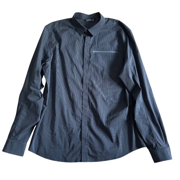 ArcTeryx KASLO Mens XL Plaid Long Sleeve Shirt With Zipper Pocket Blue - Picture 1 of 11